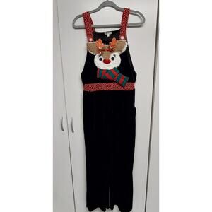 Holiday Reindeer Jumpsuit - Women's Size M - w-Pockets - Christmas Ugly Sweater
